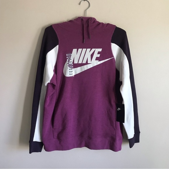 Nike | Tops | Nike Color Block Pullover Hoodie Purple White Size Small  Womens Nwt | Poshmark